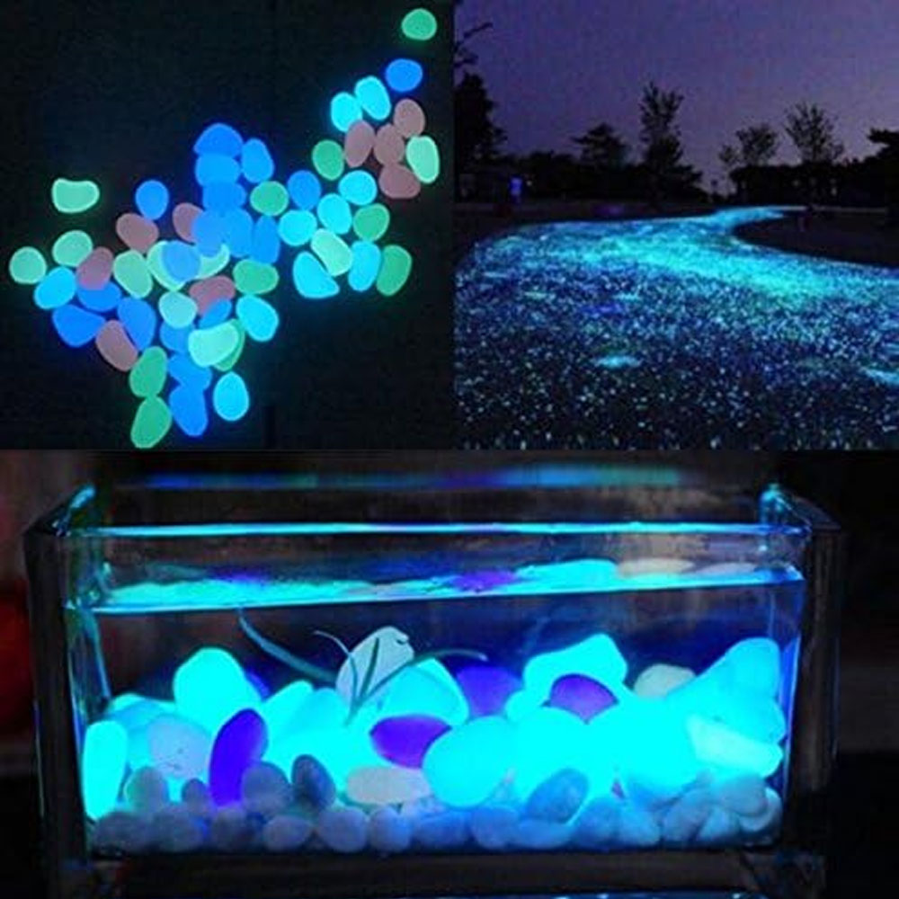 Fish Tank Rocks Glow Blue Pebb - Plant Aquarium Pot recension och pris